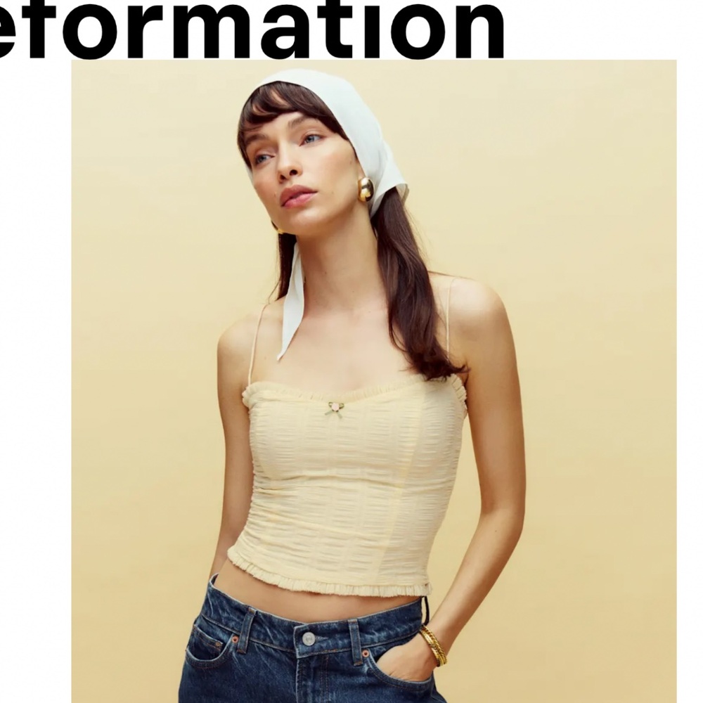 Reformation Trixi Top (Pale Yellow) Size 4